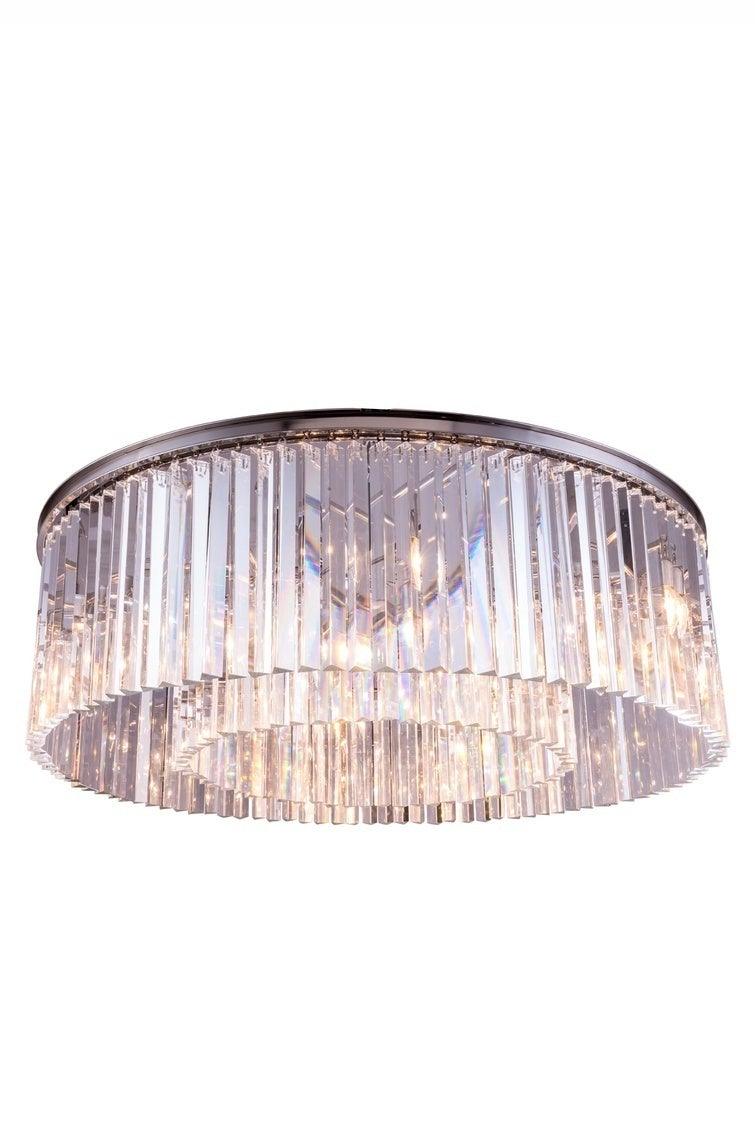 Steel with Crystal Rod Round Flush Mount - LV LIGHTING