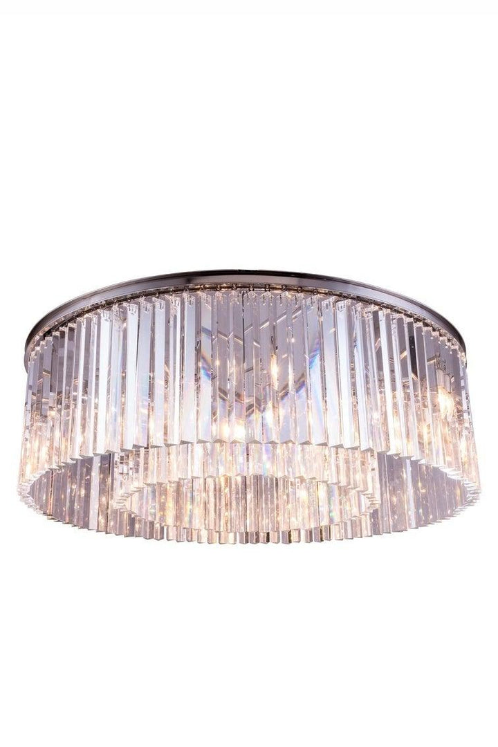 Steel with Crystal Rod Round Flush Mount - LV LIGHTING