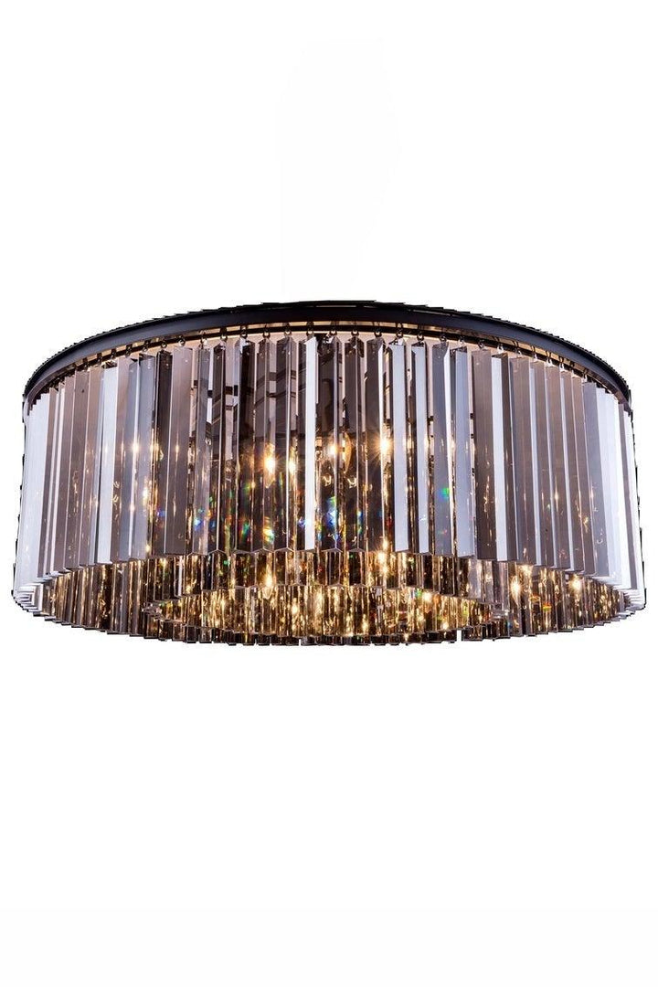 Steel with Crystal Rod Round Flush Mount - LV LIGHTING