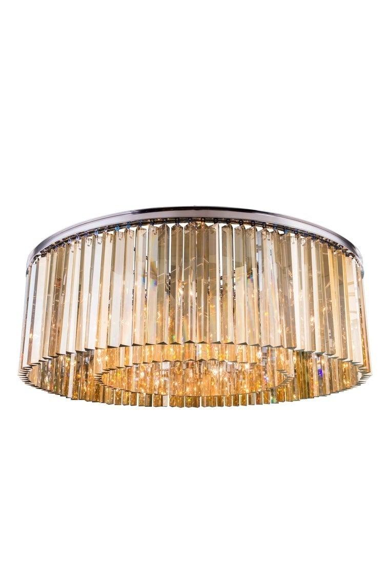 Steel with Crystal Rod Round Flush Mount - LV LIGHTING