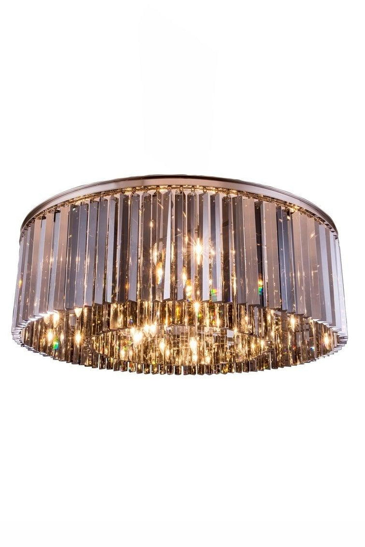 Steel with Crystal Rod Round Flush Mount - LV LIGHTING