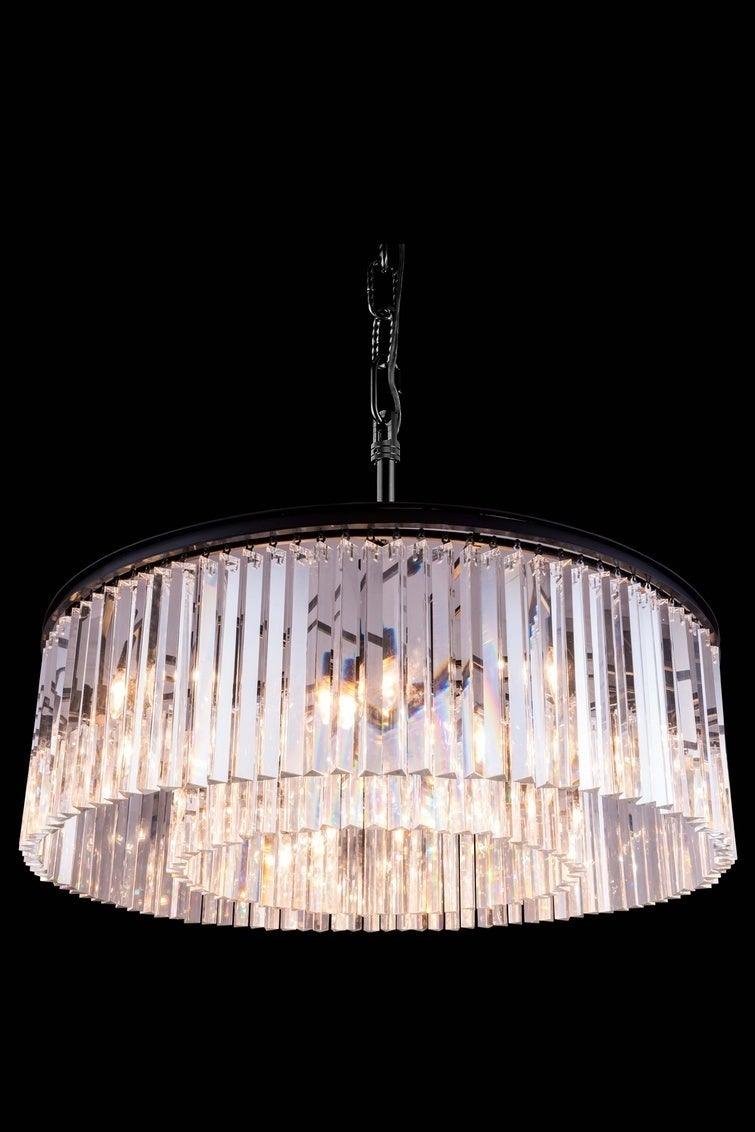 Steel Frame with Crystal Rod Round Chandelier - LV LIGHTING