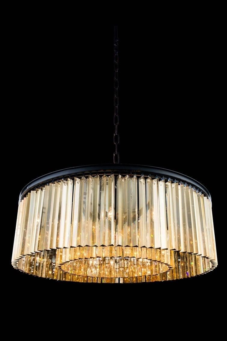 Steel Frame with Crystal Rod Round Chandelier - LV LIGHTING