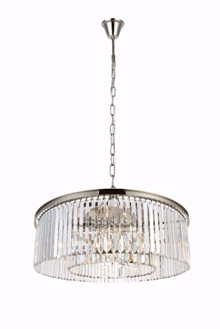 Steel Frame with Crystal Rod Round Chandelier - LV LIGHTING