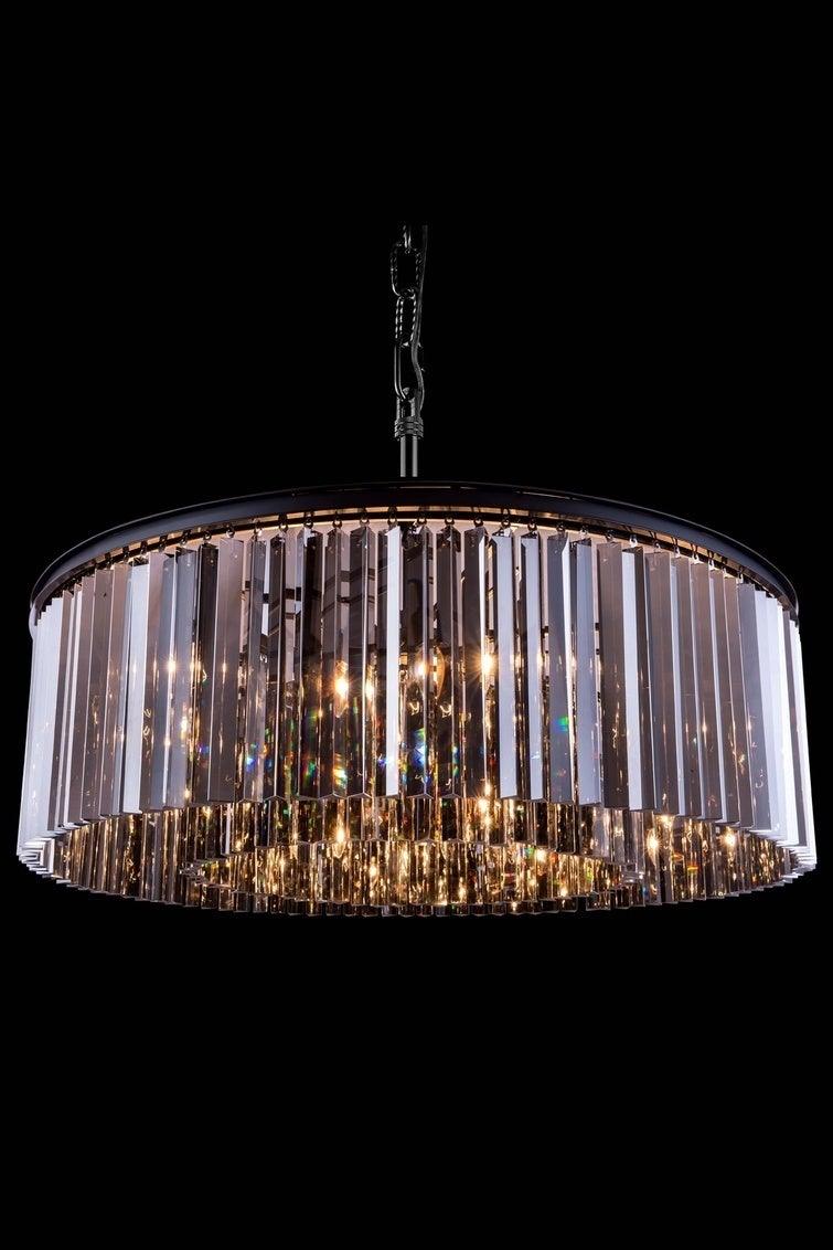 Steel Frame with Crystal Rod Round Chandelier - LV LIGHTING