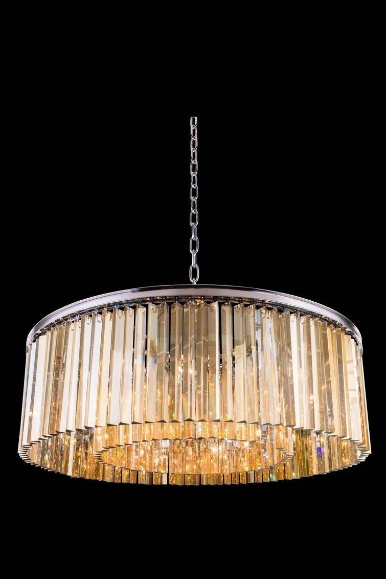 Steel Frame with Crystal Rod Round Chandelier - LV LIGHTING
