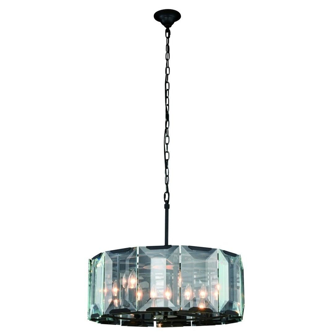 Flat Black Frame with Clear Glass Panel Chandelier - LV LIGHTING