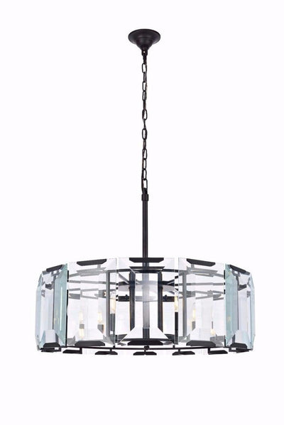 Flat Black Frame with Clear Glass Panel Chandelier - LV LIGHTING