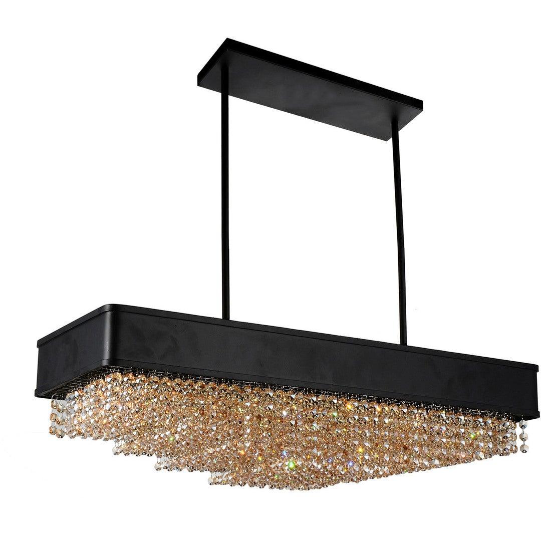 Black Frame with Amber Crystal Strand Linear Chandelier - LV LIGHTING