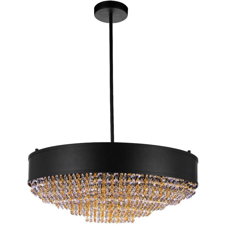 Black Frame with Amber Crystal Strand Chandelier - LV LIGHTING
