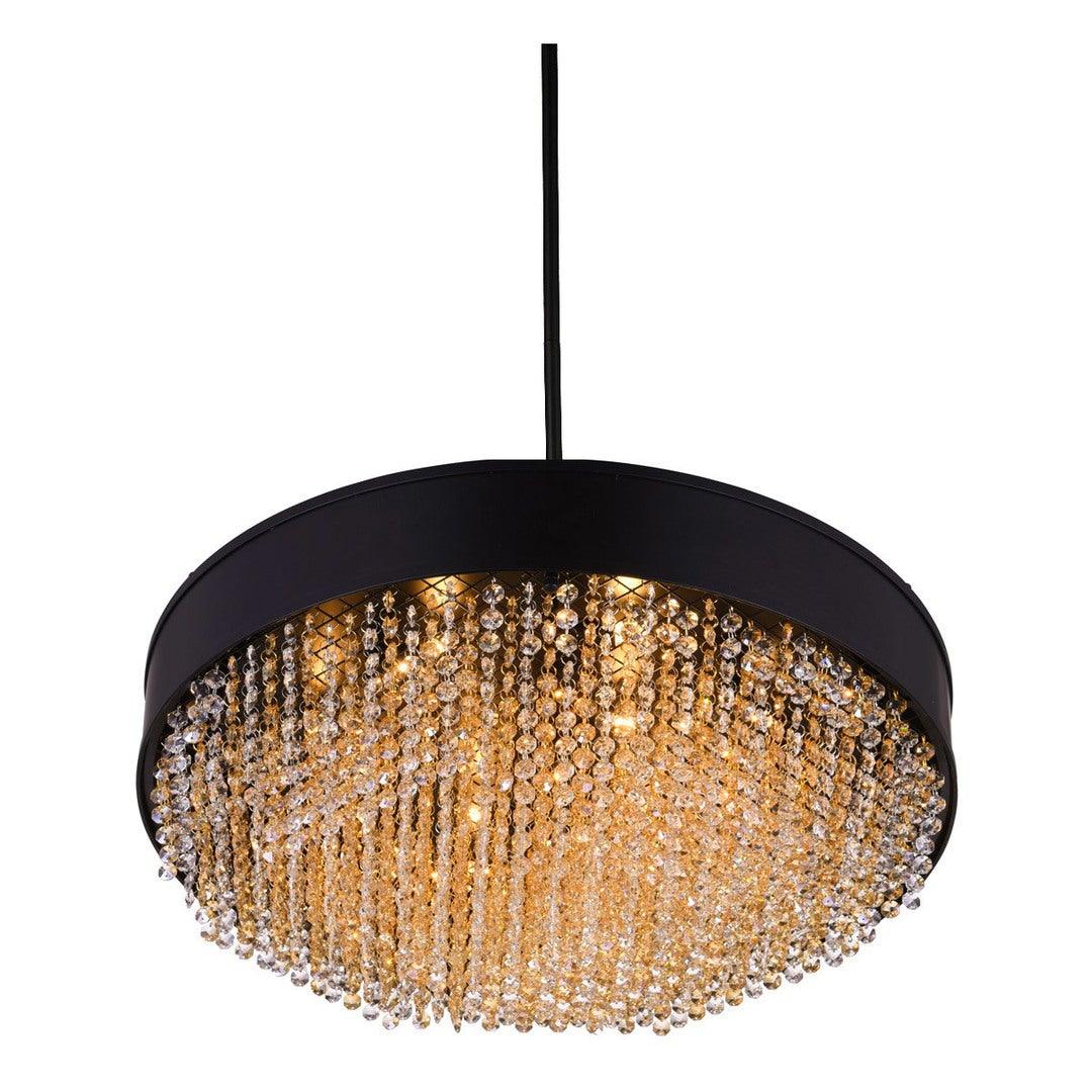 Black Frame with Amber Crystal Strand Chandelier - LV LIGHTING
