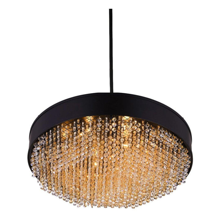 Black Frame with Amber Crystal Strand Chandelier - LV LIGHTING