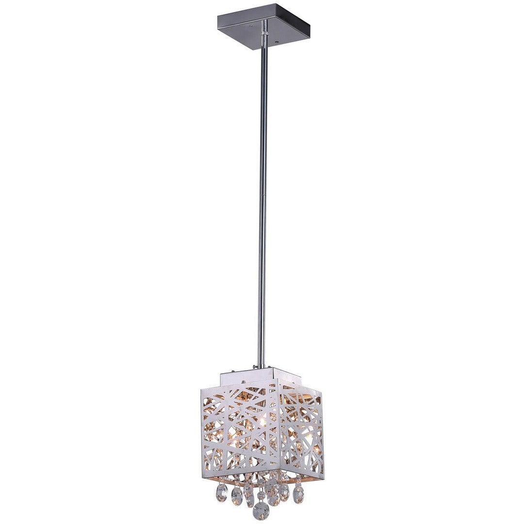 Chrome Open Air Square Frame with Crystal Drop Mini Pendant - LV LIGHTING