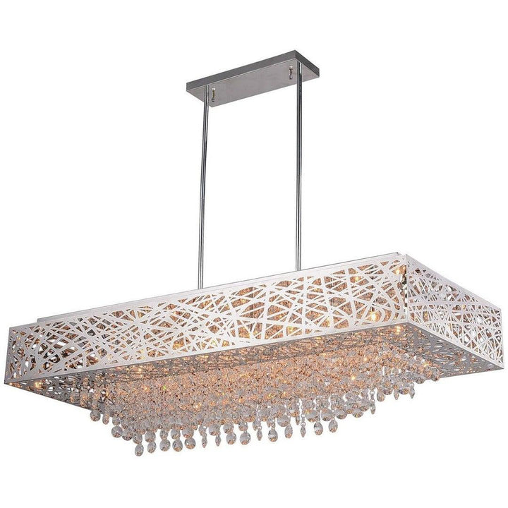Chrome Open Air Square Frame with Crystal Drop Linear Chandelier - LV LIGHTING