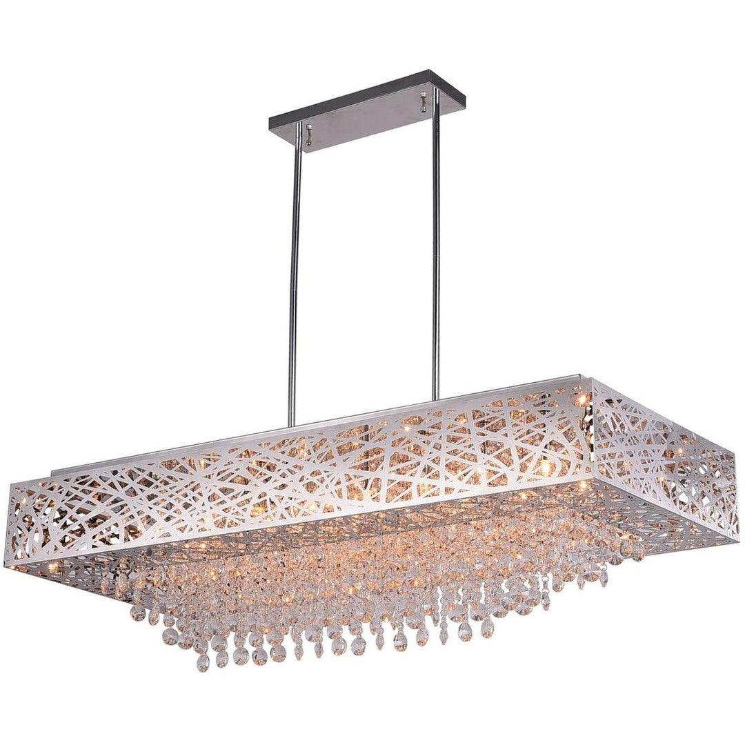 Chrome Open Air Square Frame with Crystal Drop Linear Chandelier - LV LIGHTING