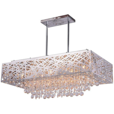 Chrome Open Air Square Frame with Crystal Drop Linear Chandelier - LV LIGHTING