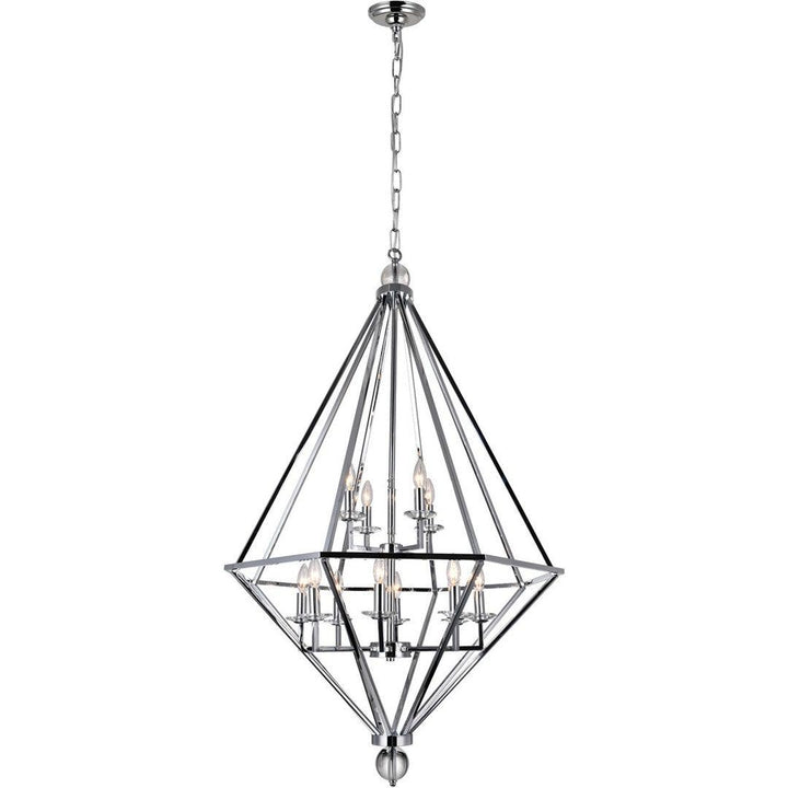 Chrome Symmitrical Open Air Frame Chandelier - LV LIGHTING