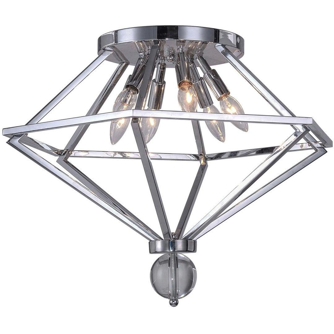 Chrome with Symmitrical Open Air Frame Flush Mount - LV LIGHTING