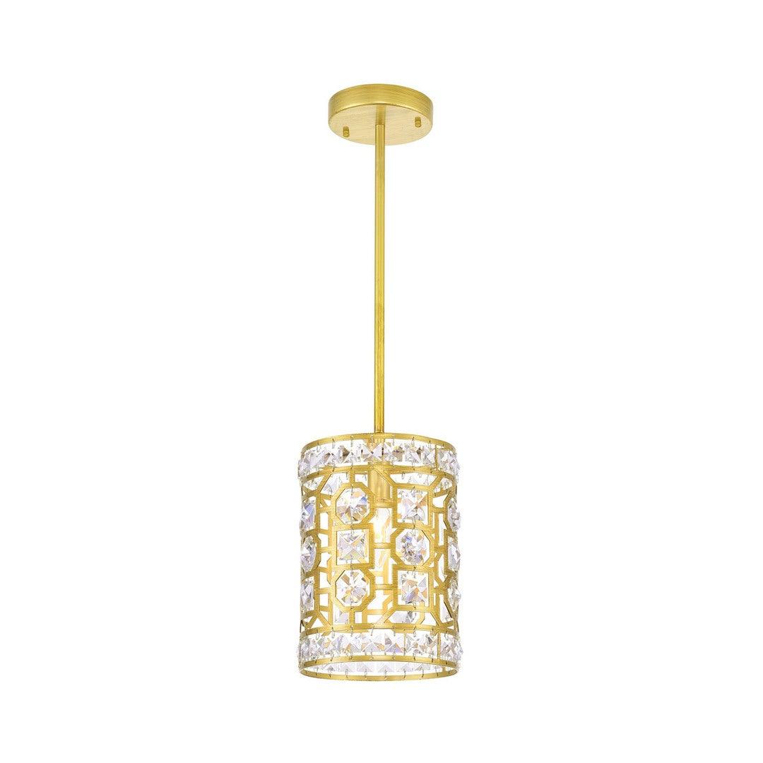 Champagne Frame with Crystal Cylindrical Pendant - LV LIGHTING