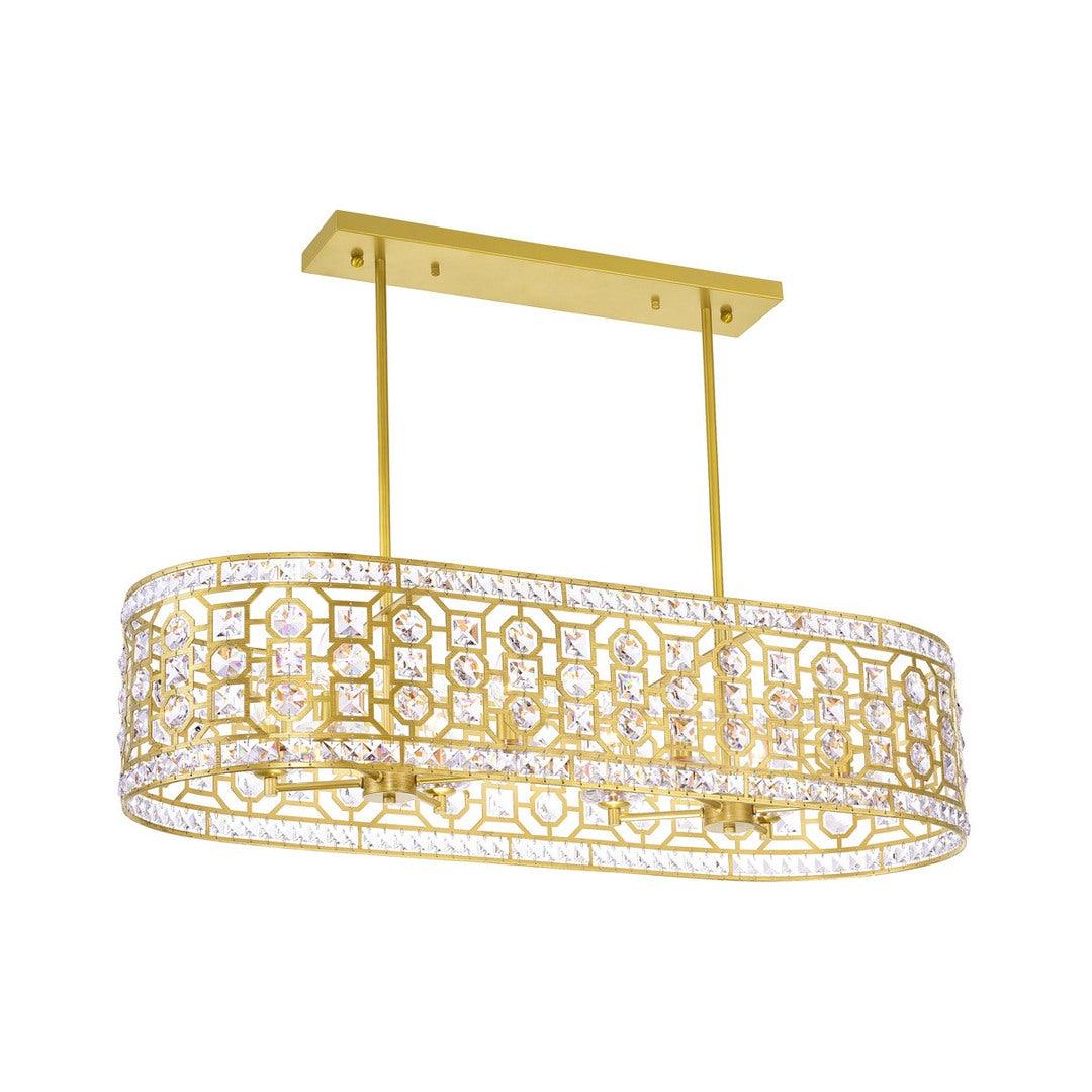 Champagne Oval Frame with Crystal Linear Chandelier - LV LIGHTING