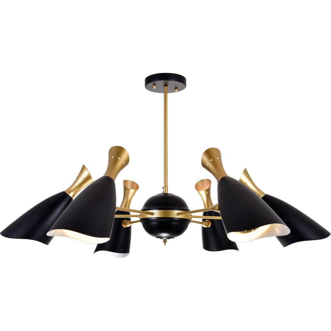 Matte Black with Satin Gold Shade Chandelier - LV LIGHTING
