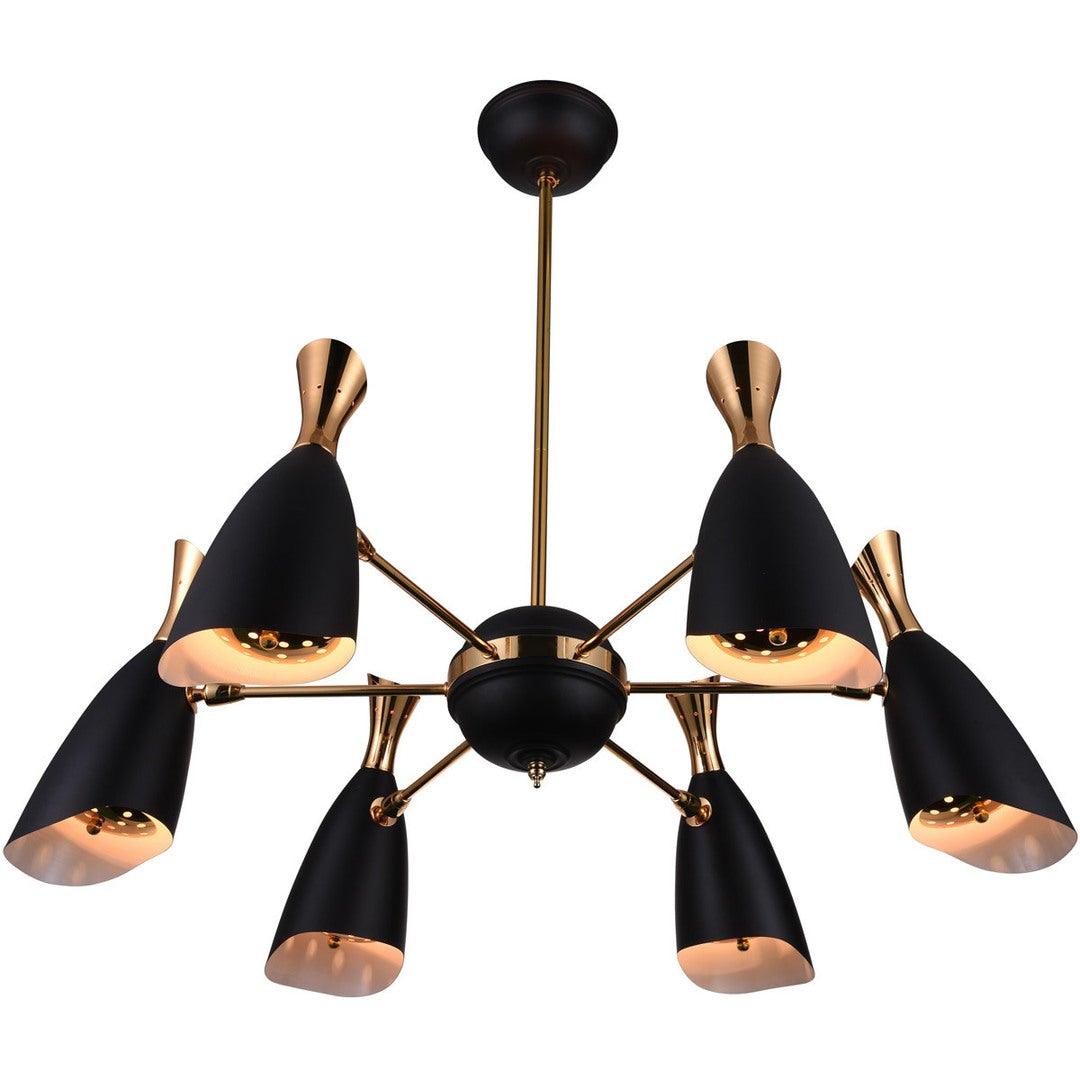 Matte Black with Satin Gold Shade Chandelier - LV LIGHTING