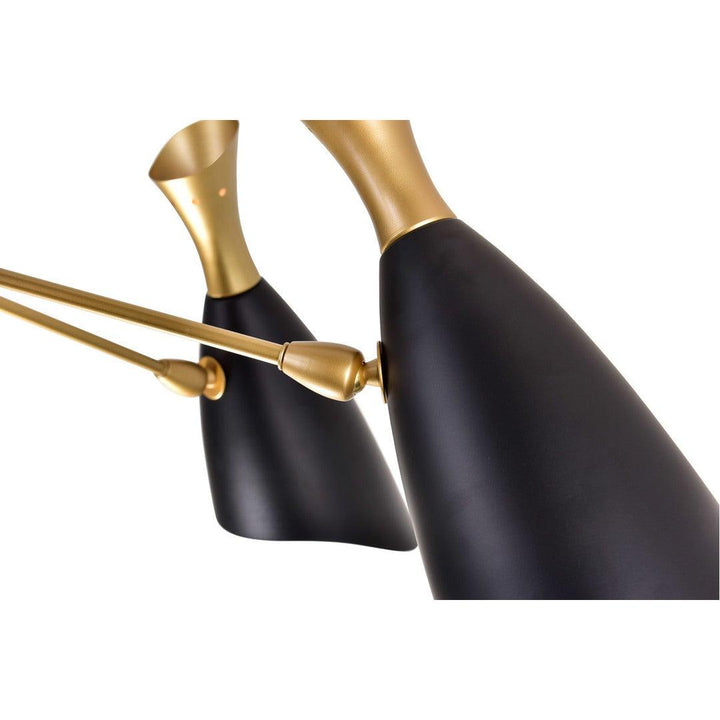 Matte Black with Satin Gold Shade Chandelier - LV LIGHTING