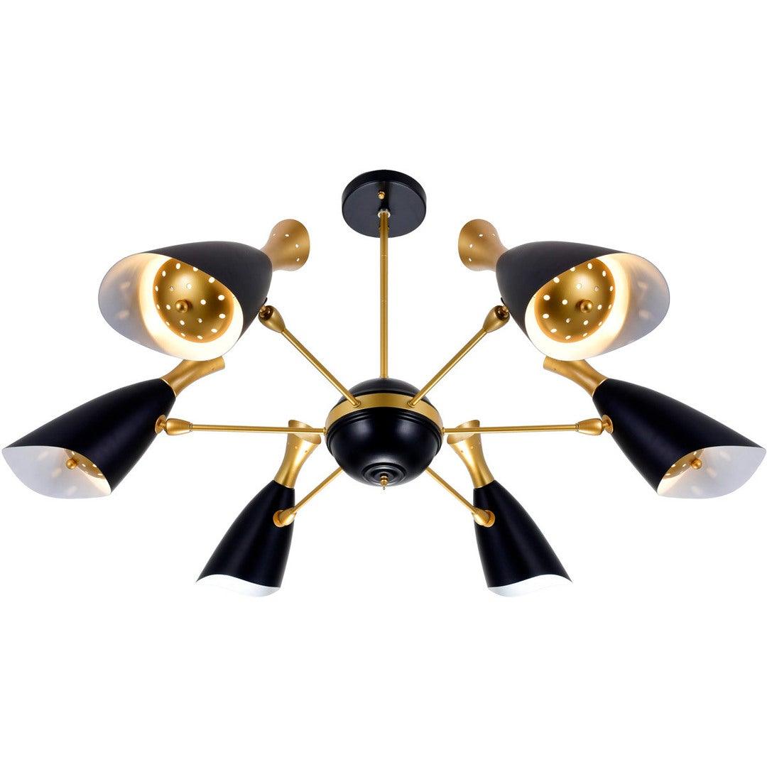 Matte Black with Satin Gold Shade Chandelier - LV LIGHTING