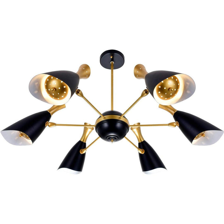 Matte Black with Satin Gold Shade Chandelier - LV LIGHTING