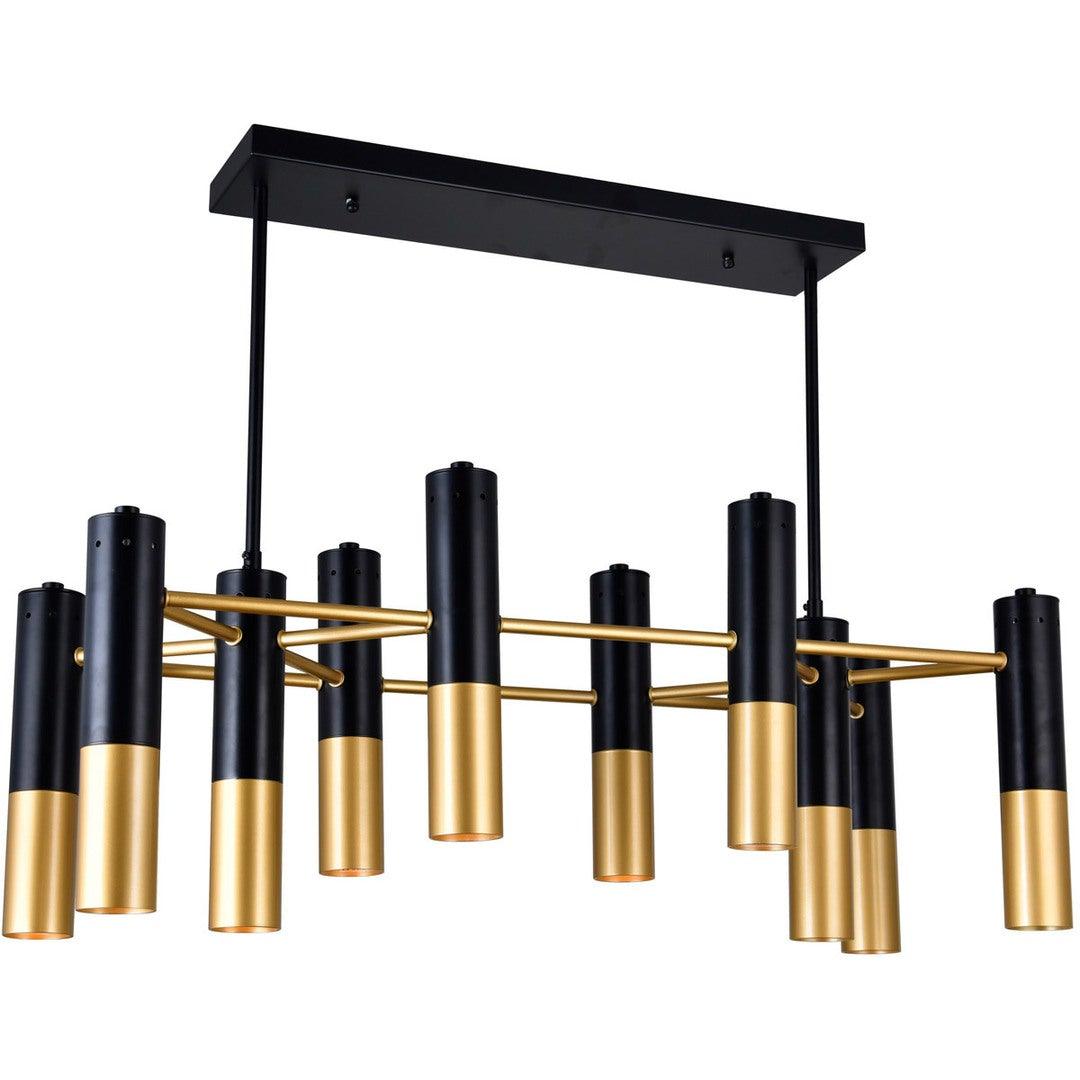 Matte Black with Satin Gold Cylindrical Linear Chandelier - LV LIGHTING