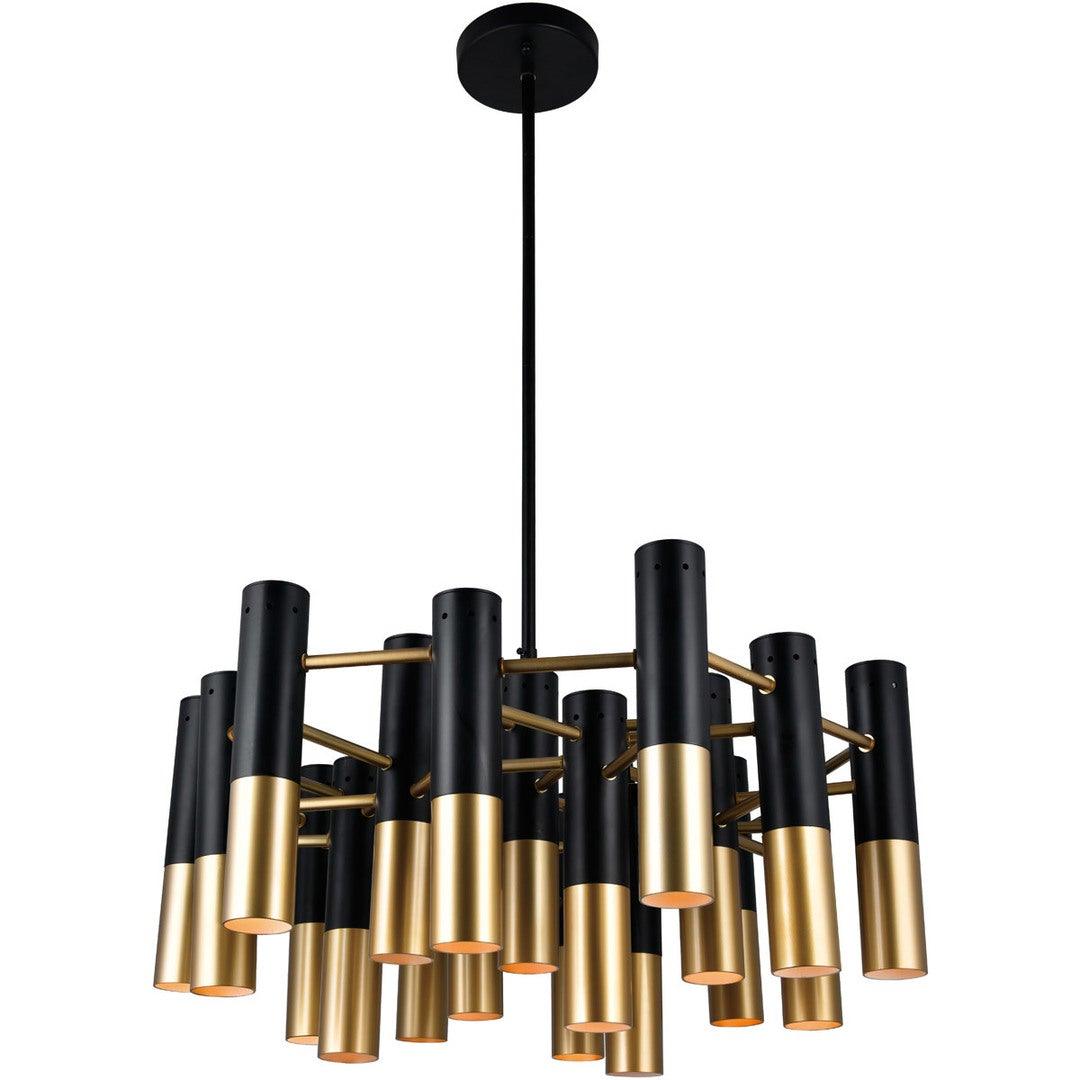 Matte Black with Satin Gold Cylindrical Chandelier - LV LIGHTING