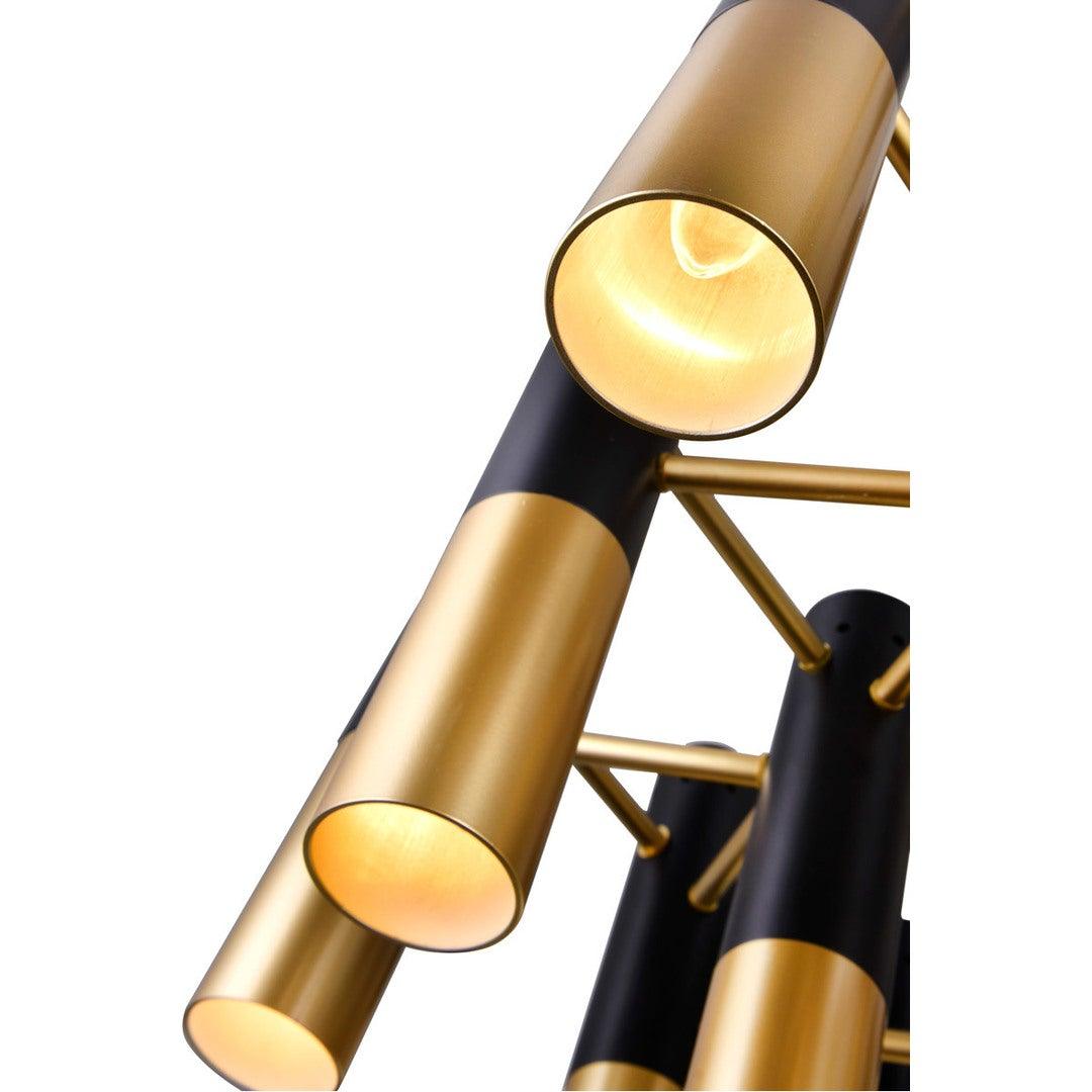 Matte Black with Satin Gold Cylindrical Chandelier - LV LIGHTING