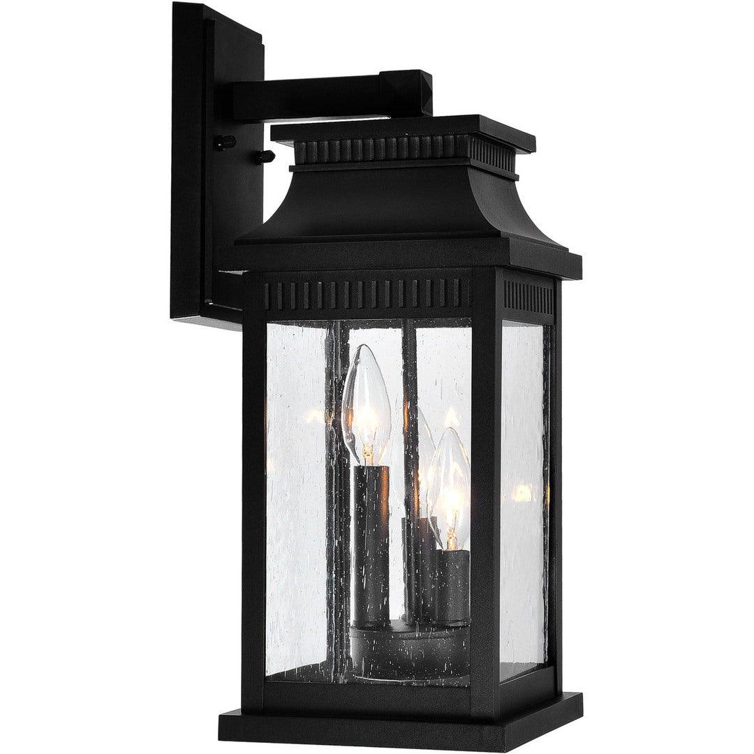 Black Rectangular with Clear Seedy Glass Outdoor Wall Sconce - LV LIGHTING