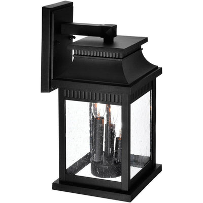 Black Rectangular with Clear Seedy Glass Outdoor Wall Sconce - LV LIGHTING