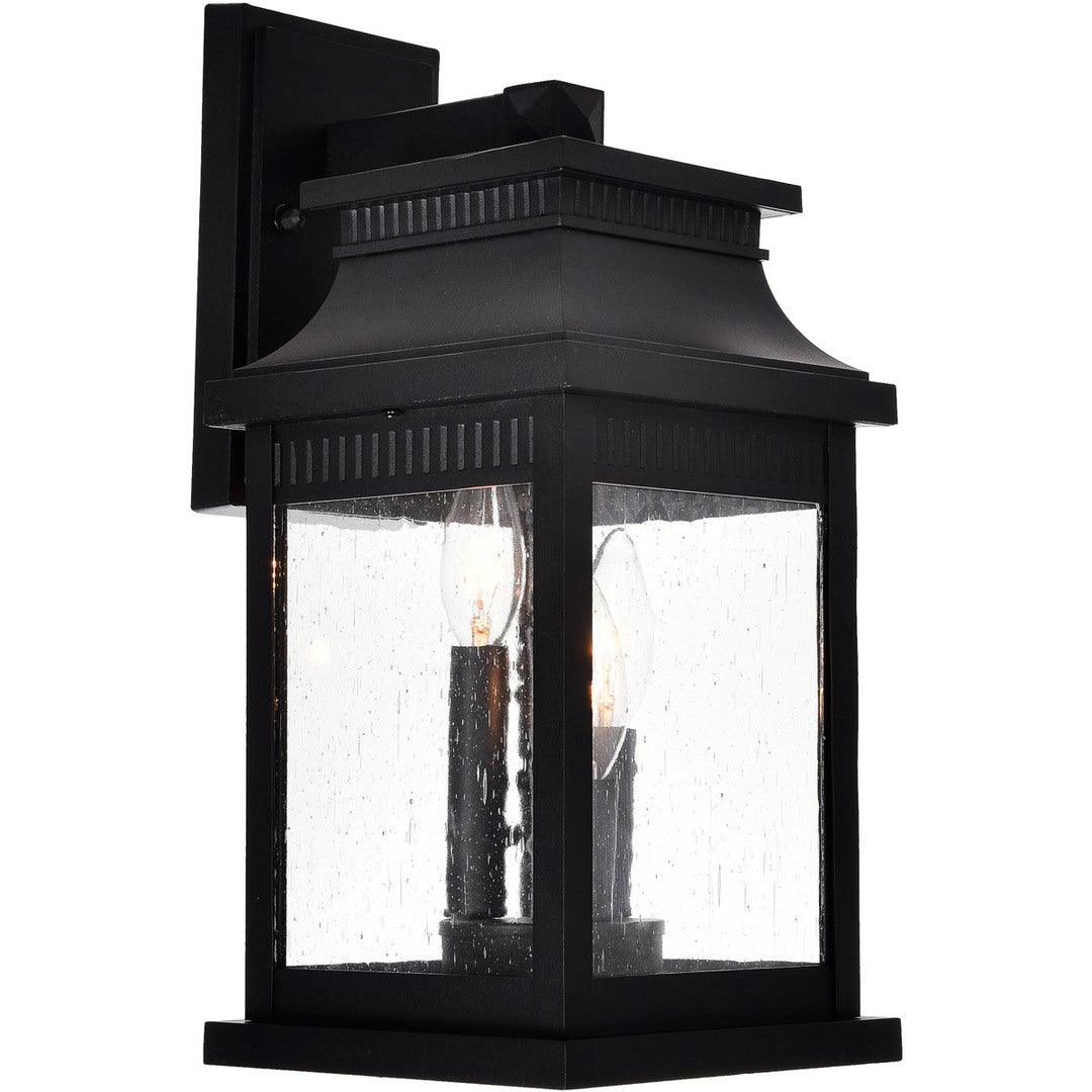 Black Rectangular with Clear Seedy Glass Outdoor Wall Sconce - LV LIGHTING