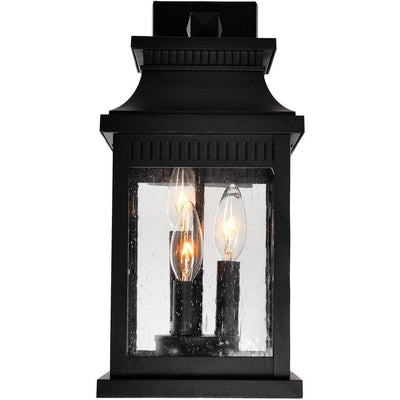 Black Rectangular with Clear Seedy Glass Outdoor Wall Sconce - LV LIGHTING