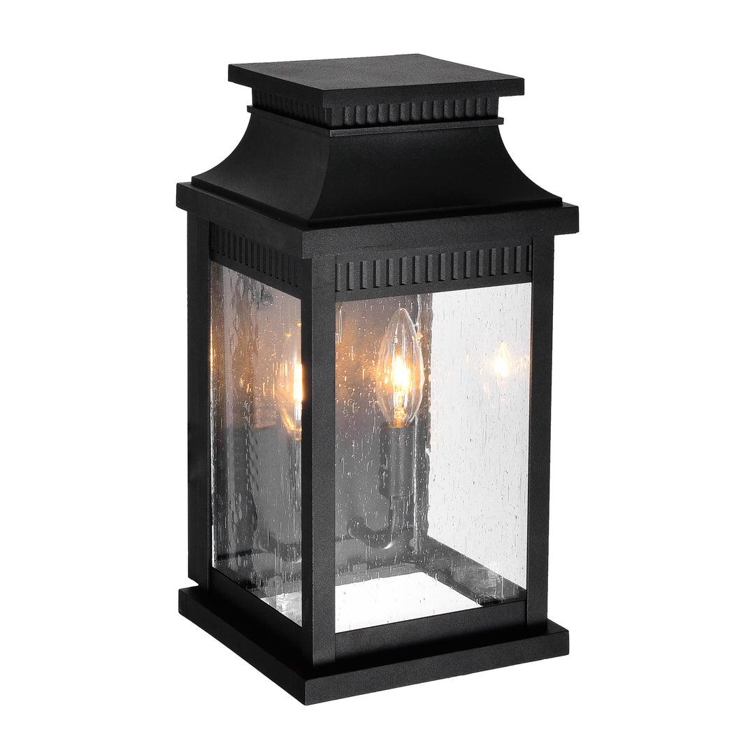 Black with Clear Seedy Glass Rectangular Outdoor Wall Sconce - LV LIGHTING
