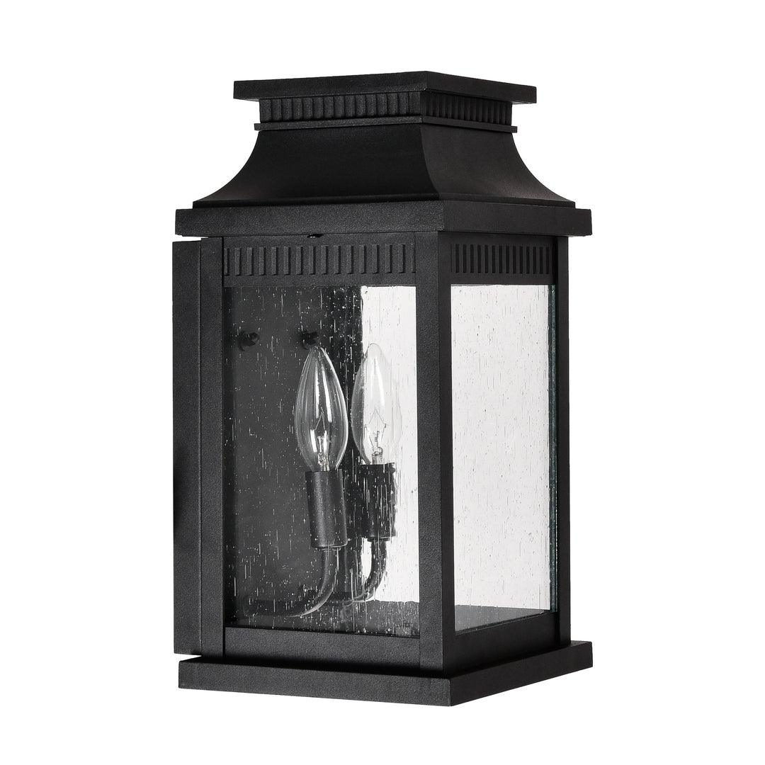 Black with Clear Seedy Glass Rectangular Outdoor Wall Sconce - LV LIGHTING