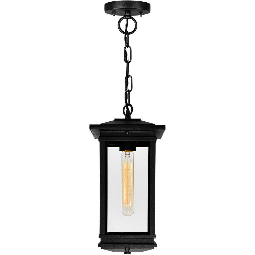 Black with Clear Glass Shade Rectangular Outdoor Pendant - LV LIGHTING