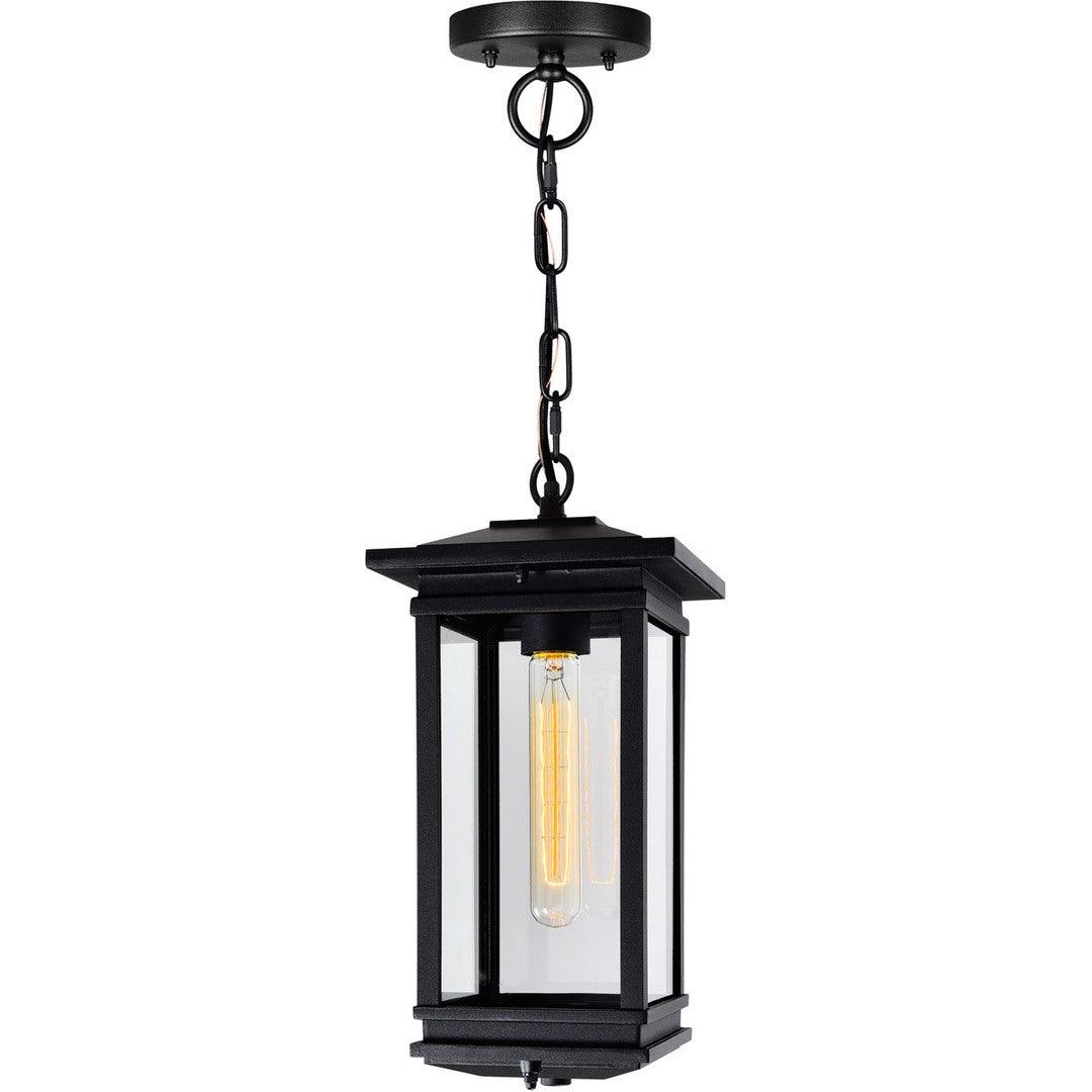 Black with Clear Glass Shade Rectangular Outdoor Pendant - LV LIGHTING