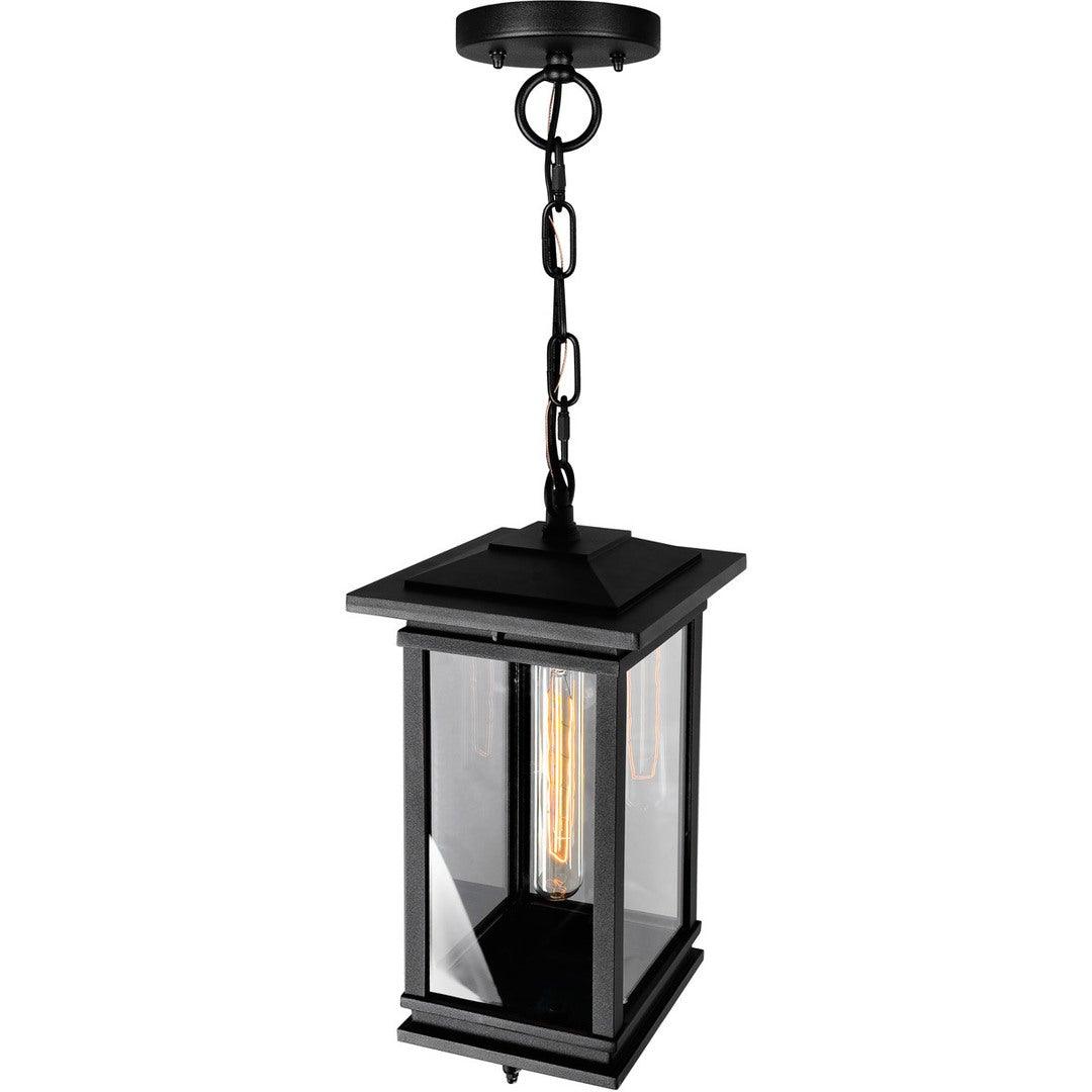 Black with Clear Glass Shade Rectangular Outdoor Pendant - LV LIGHTING