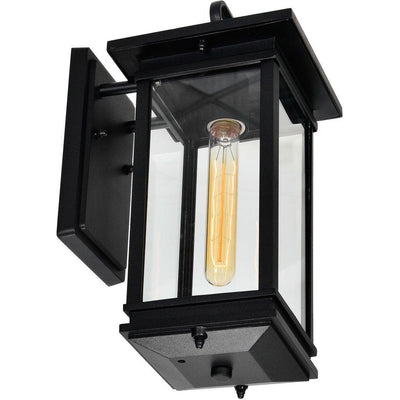 Black with Clear Glass Rectangular Outdoor Wall Sconce - LV LIGHTING