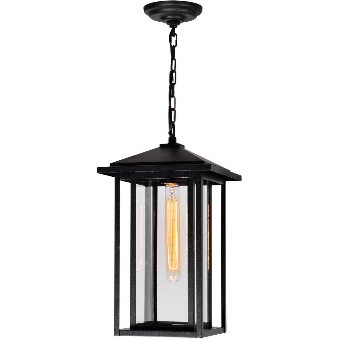 Black Double Frame with Clear Glass Rectangular Outdoor Pendant - LV LIGHTING