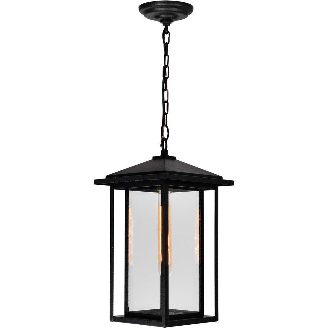 Black Double Frame with Clear Glass Rectangular Outdoor Pendant - LV LIGHTING