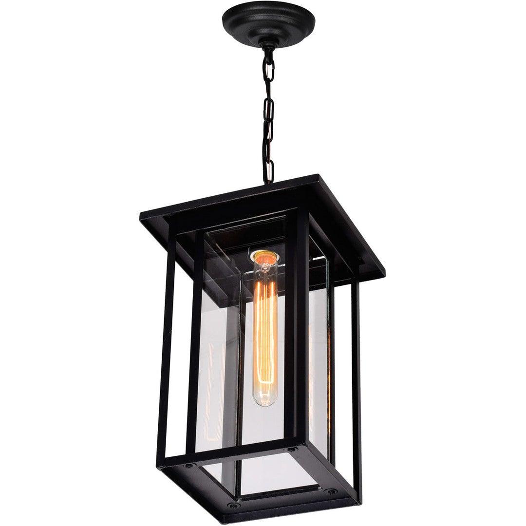 Black Double Frame with Clear Glass Rectangular Outdoor Pendant - LV LIGHTING
