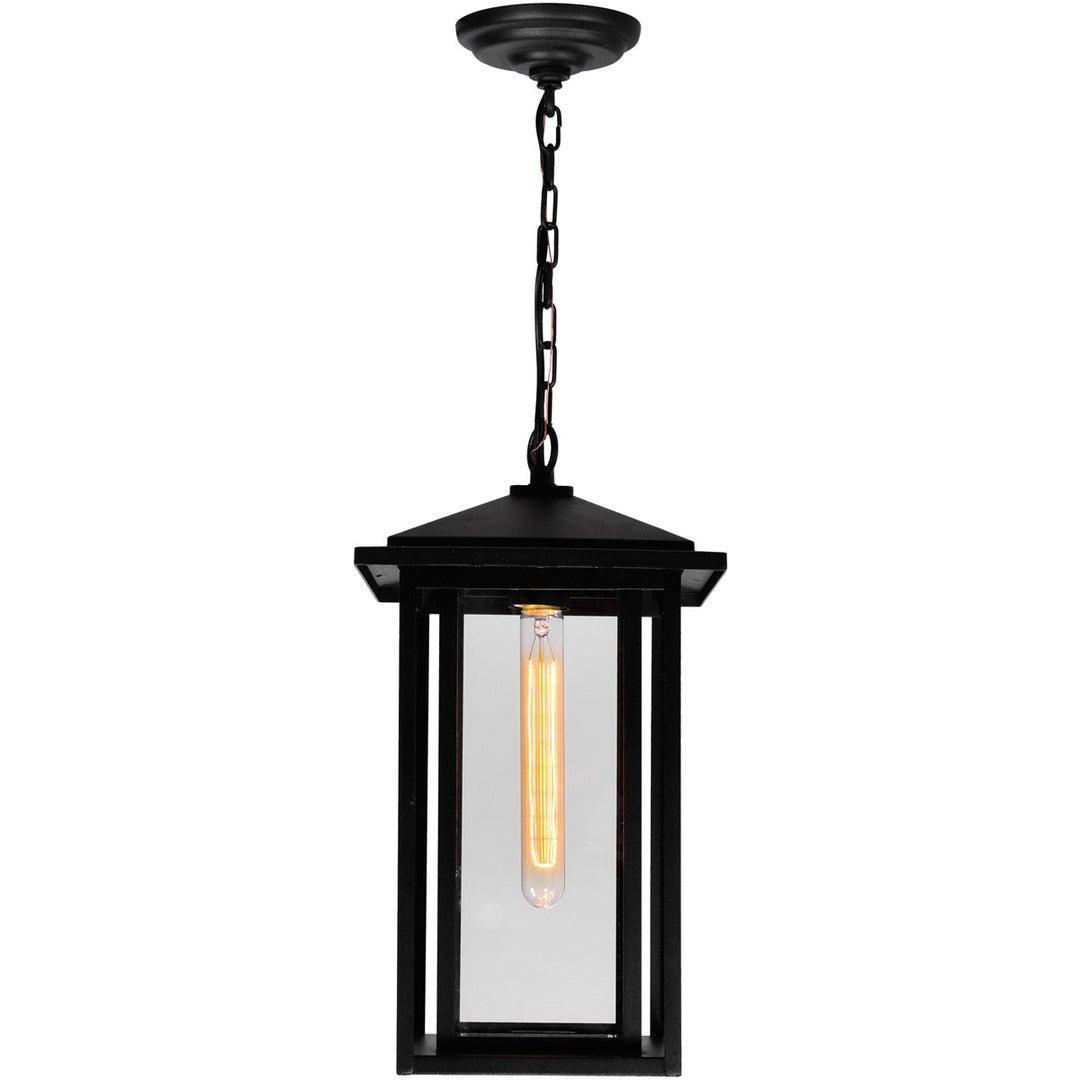 Black Double Frame with Clear Glass Rectangular Outdoor Pendant - LV LIGHTING