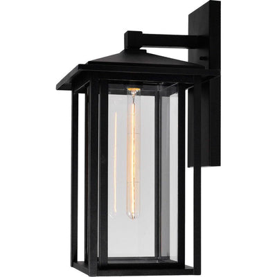 Black Double Frame with Clear Glass Rectangular Outdoor Wall Sconce - LV LIGHTING