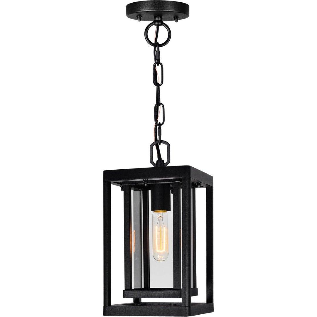 Black Double Frame with Clear Glass Rectangular Outdoor Pendant - LV LIGHTING