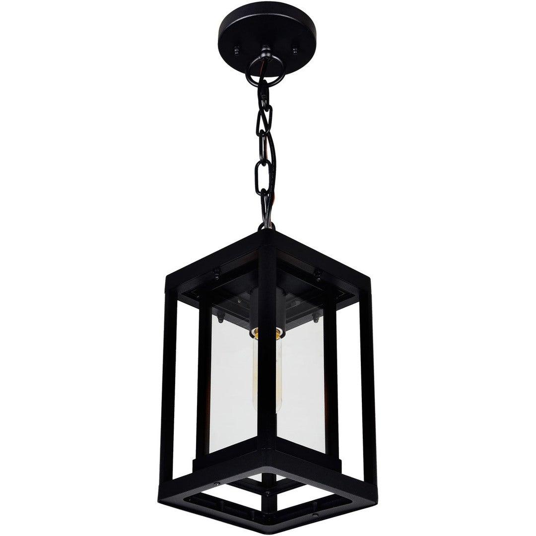 Black Double Frame with Clear Glass Rectangular Outdoor Pendant - LV LIGHTING