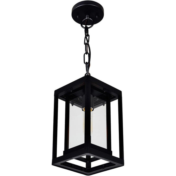Black Double Frame with Clear Glass Rectangular Outdoor Pendant - LV LIGHTING